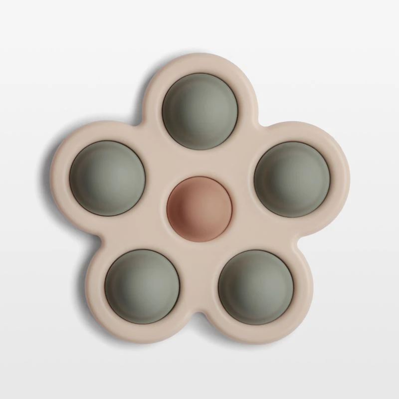 Mushie Silicone Green Flower Baby Press Toy
