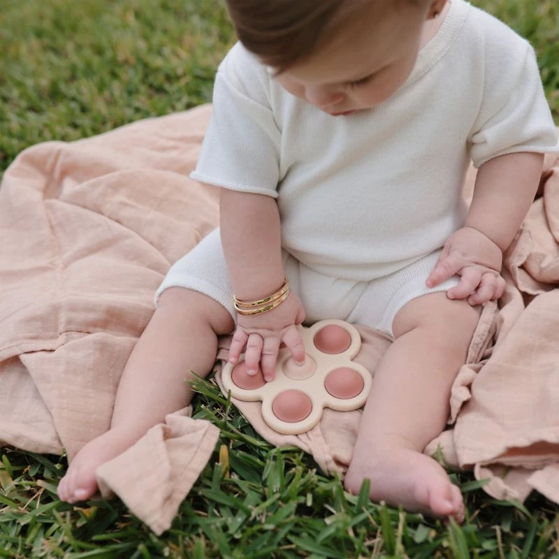 Mushie Silicone Pink Flower Baby Press Toy
