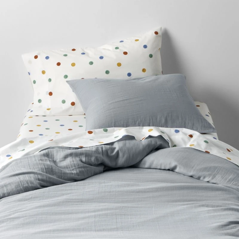 Supersoft Mist Blue Organic Cotton Gauze Kids Twin Duvet Cover