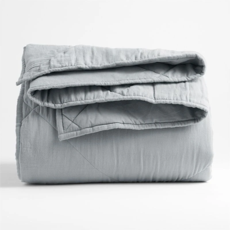 Supersoft Mist Blue Organic Cotton Gauze Kids Full/Queen Quilt