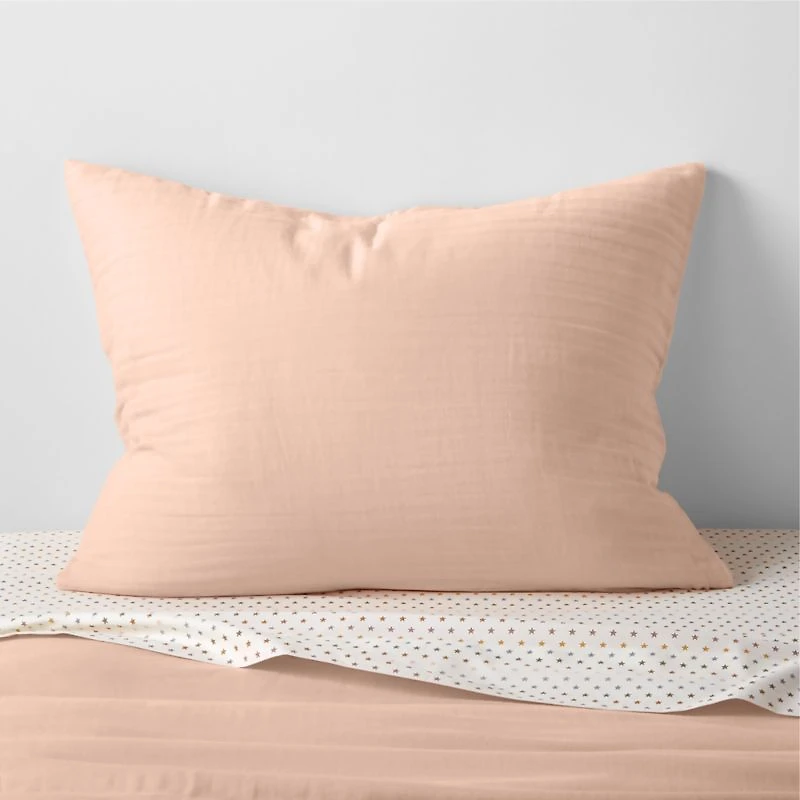 Supersoft Elegant Pink Organic Cotton Gauze Kids Pillow Sham