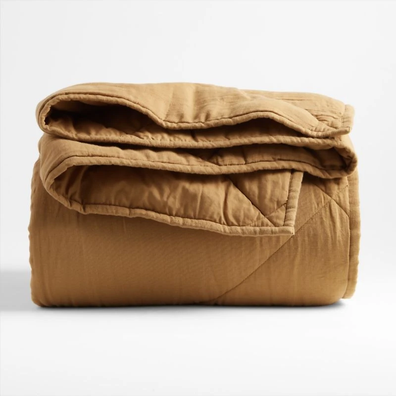 Supersoft Brulee Brown Organic Cotton Gauze Kids Twin Quilt