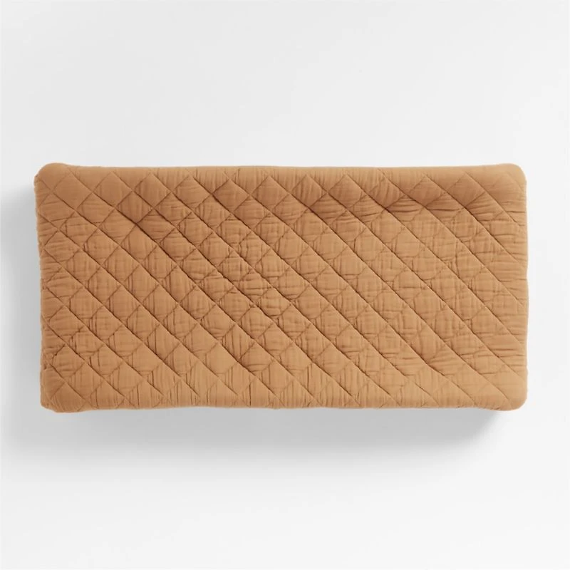 Supersoft Brulee Brown Organic Cotton Gauze Baby Changing Pad Cover