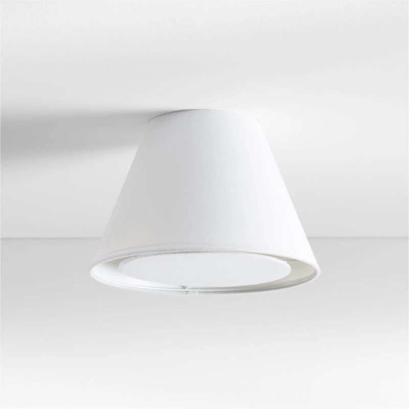 White Tapered Linen 12" Kids Flush Mount Ceiling Light