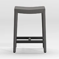 Folio Dark Grey Top-Grain Leather Backless Counter Stool