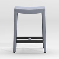 Folio Slate Blue Top-Grain Leather Backless Counter Stool