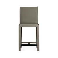 Folio Stone Grey Top-Grain Leather Counter Stool
