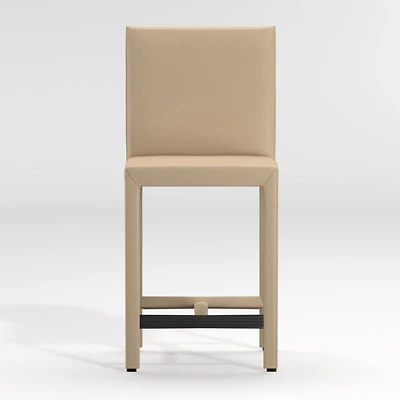 Folio Beige Top-Grain Leather Counter Stool