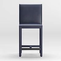 Folio Deep Blue Top-Grain Leather Counter Stool