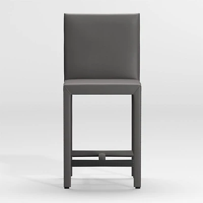 Folio Dark Grey Top-Grain Leather Counter Stool