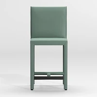 Folio Green Top-Grain Leather Counter Stool