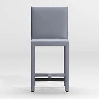 Folio Slate Blue Top-Grain Leather Counter Stool