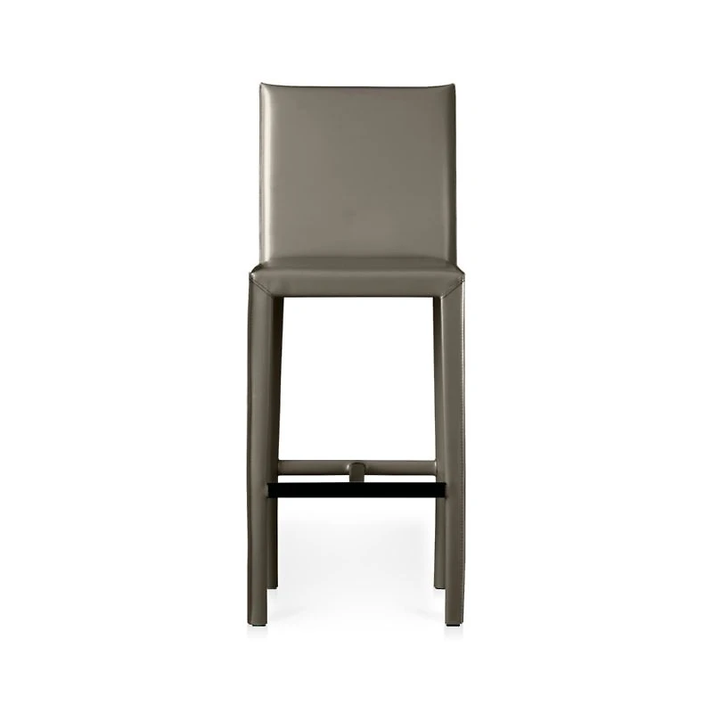 Folio Stone Grey Top-Grain Leather Counter Stool