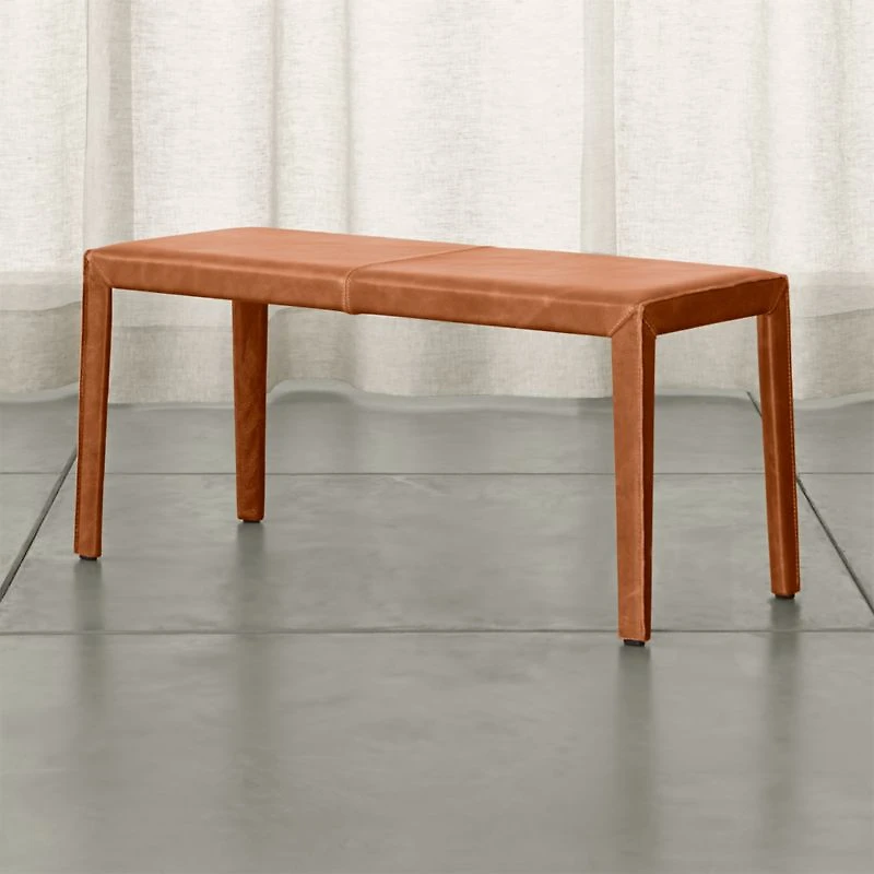 Folio Whiskey Brown Top-Grain Leather 40" Bench