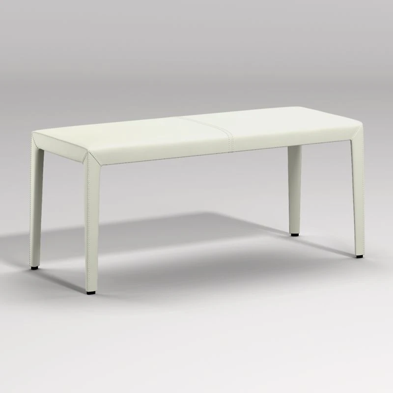 Folio White Top-Grain Leather 40" Bench