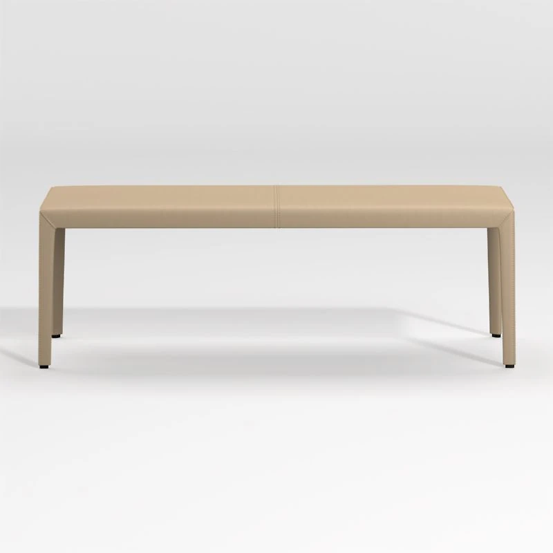 Folio Beige Top-Grain Leather 52" Bench