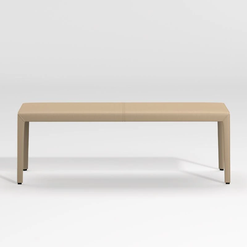 Folio Beige Top-Grain Leather 52" Bench