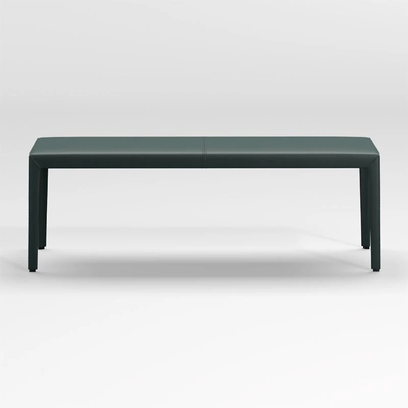 Folio Dark Green Top-Grain Leather 52" Bench