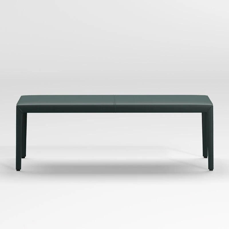 Folio Dark Green Top-Grain Leather 52" Bench