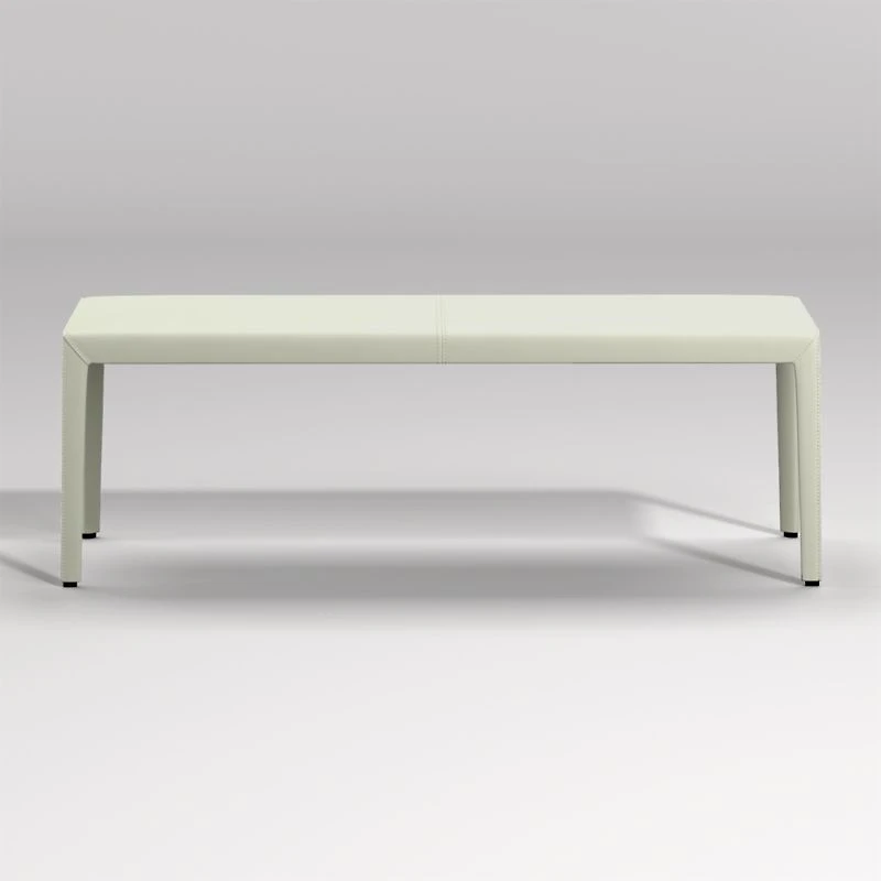 Folio White Top-Grain Leather 52" Bench