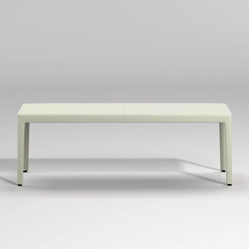 Folio White Top-Grain Leather 52" Bench