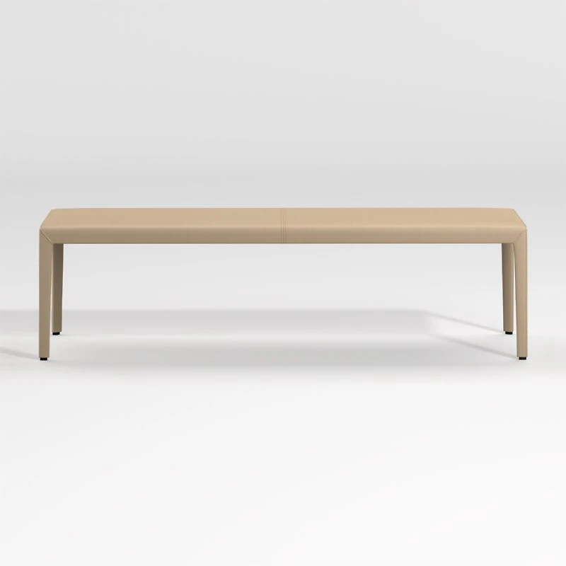 Folio Beige Top-Grain Leather 64" Bench