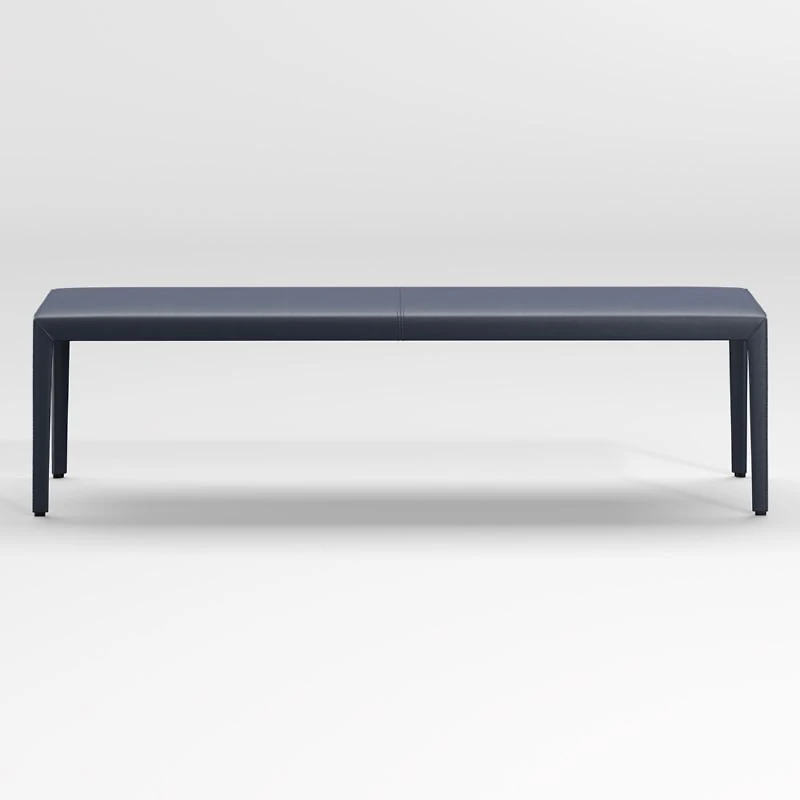 Folio Deep Blue Top-Grain Leather 64" Bench