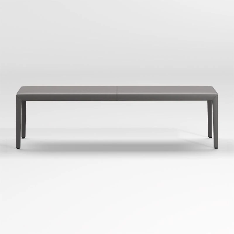 Folio Dark Grey Top-Grain Leather 64" Bench