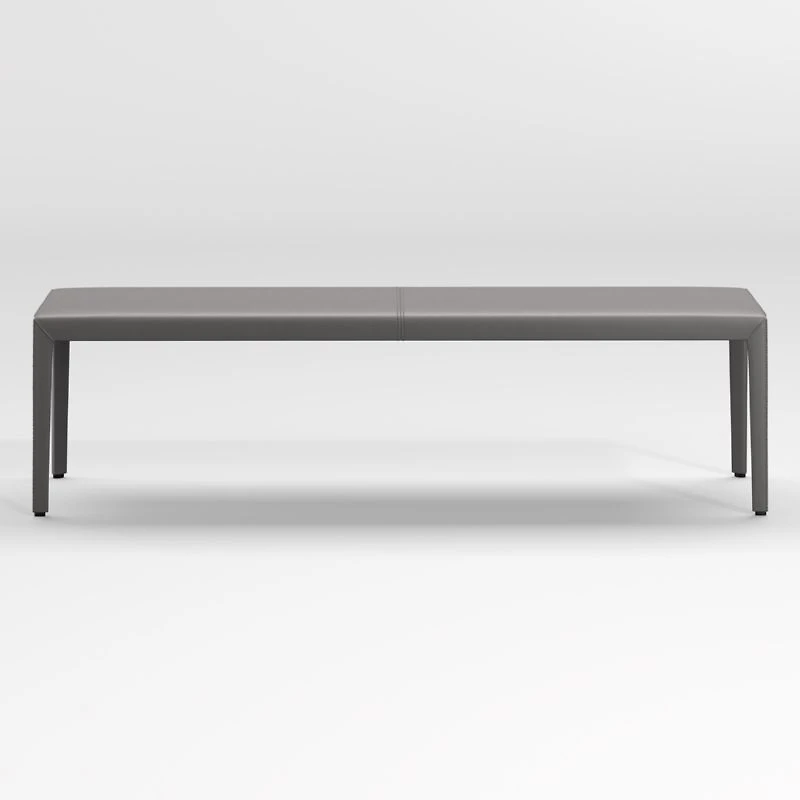 Folio Dark Grey Top-Grain Leather 64" Bench