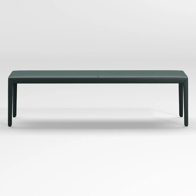 Folio Dark Green Top-Grain Leather 64" Bench