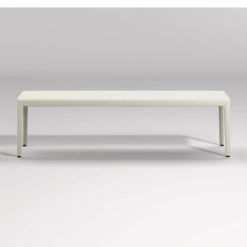 Folio White Top-Grain Leather 64" Bench