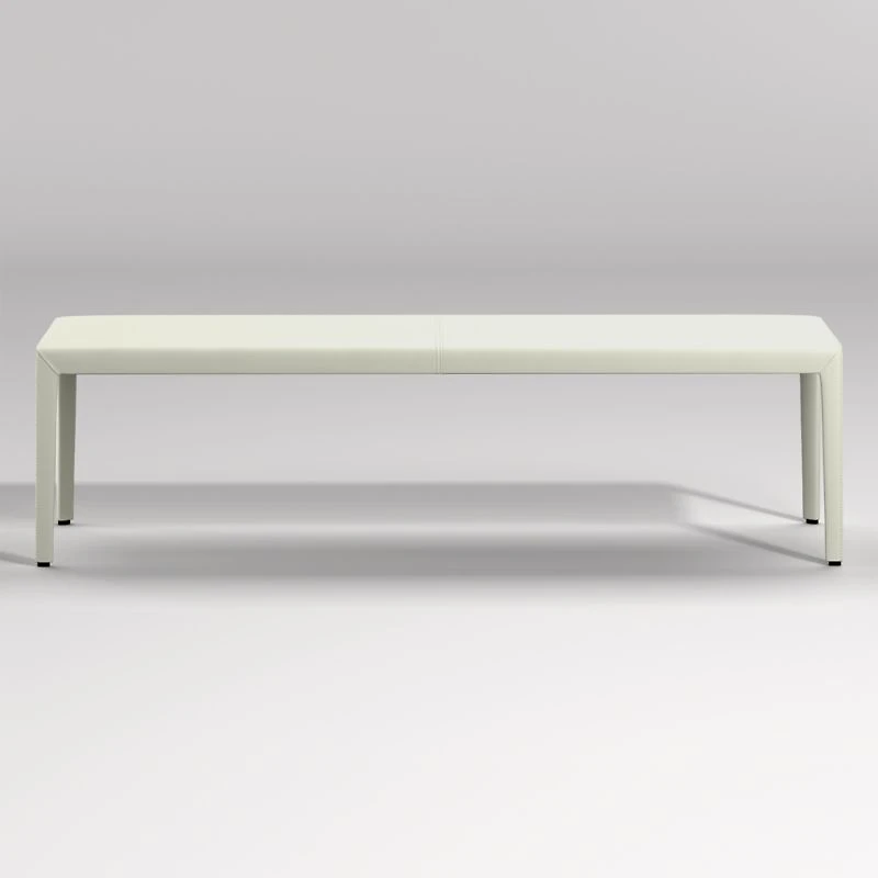 Folio White Top-Grain Leather 64" Bench