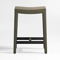 Folio Olive Green Top-Grain Leather Backless Counter Stool