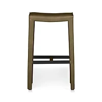 Folio Olive Green Top-Grain Leather Backless Counter Stool