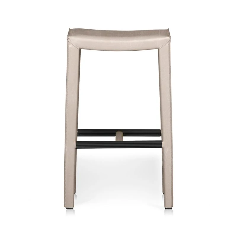Folio Sand Top-Grain Leather Backless Bar Stool