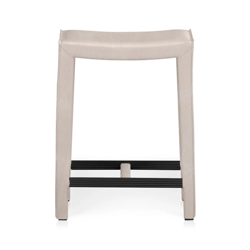 Folio Sand Top-Grain Leather Backless Bar Stool