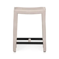 Folio Sand Top-Grain Leather Backless Bar Stool