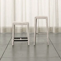 Folio Sand Top-Grain Leather Backless Bar Stool