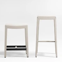 Folio Sand Top-Grain Leather Backless Bar Stool