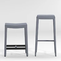 Folio Slate Blue Top-Grain Leather Backless Counter Stool