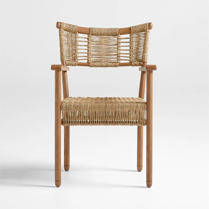 Forge Barley Brown Oak Wood Dining Arm Chair by Jake Arnold