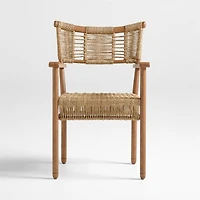 Forge Barley Brown Oak Wood Dining Arm Chair by Jake Arnold