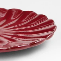 Fortune Garden Stoneware Red Scallop Plate