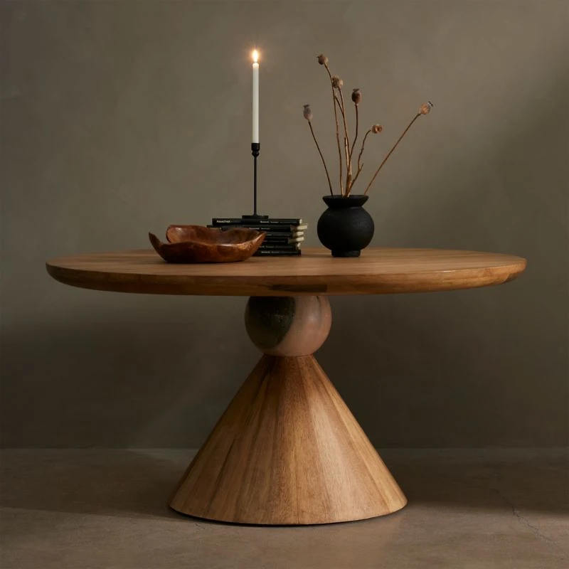 Foxx 60" Round Natural Wood Dining Table