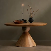 Foxx 60" Round Natural Wood Dining Table