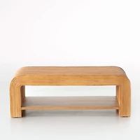 Frannie Honey Rattan 45" Rectangular Coffee Table with Shelf