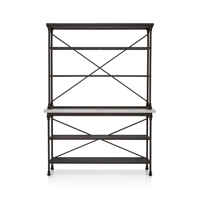 French Kitchen Bakers Rack with Hutch