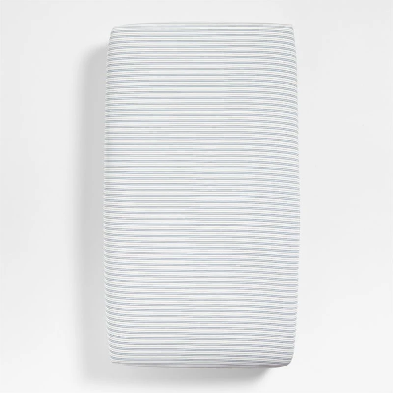 Frenchie Cloudy Blue Organic Cotton Baby Crib Fitted Sheet by Leanne Ford