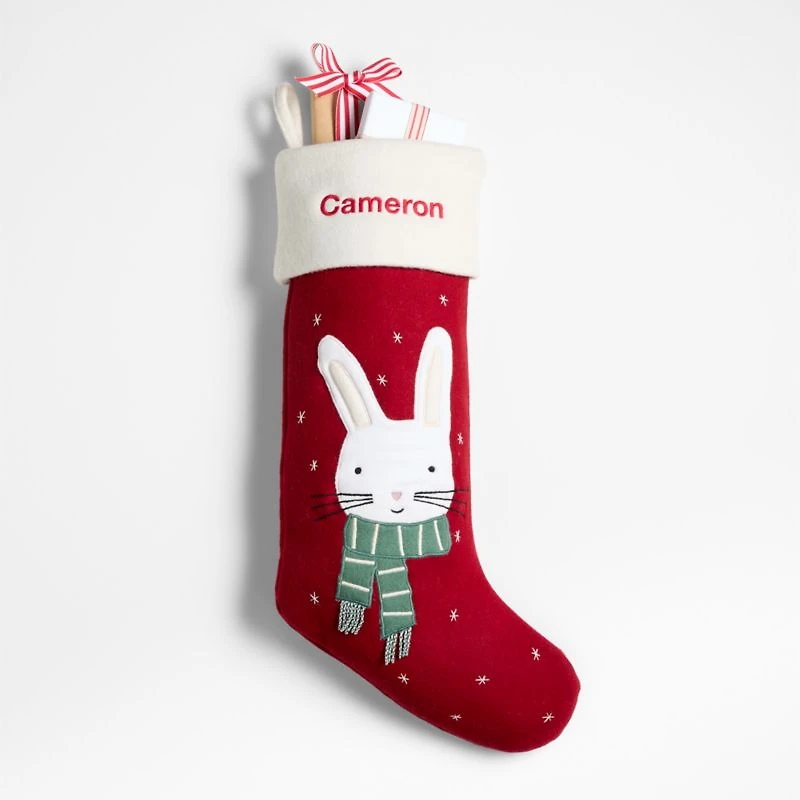 Festive Friends Felt Bunny Kids Christmas Stocking