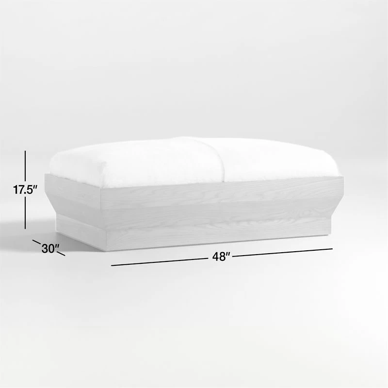 Fuse Solid White Oak Wood Ottoman